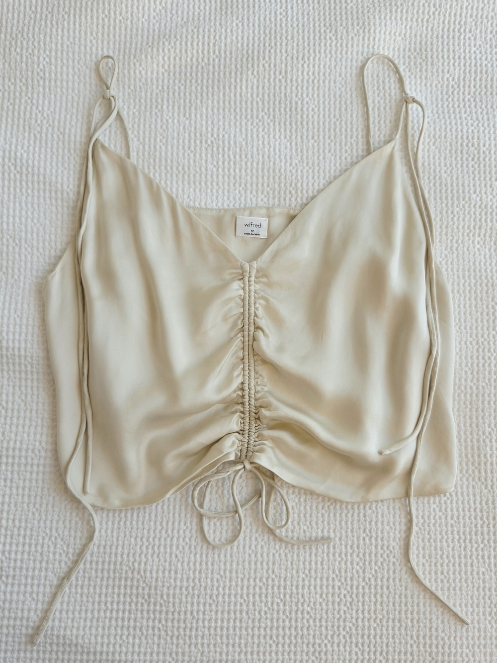 Aritzia Wilfred Satin Ruched Drawcord Camisole